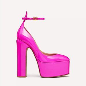 NEW AUTH VALENTINO PLATFORM PUMP IN PATENT LEATHER - HOT PINK